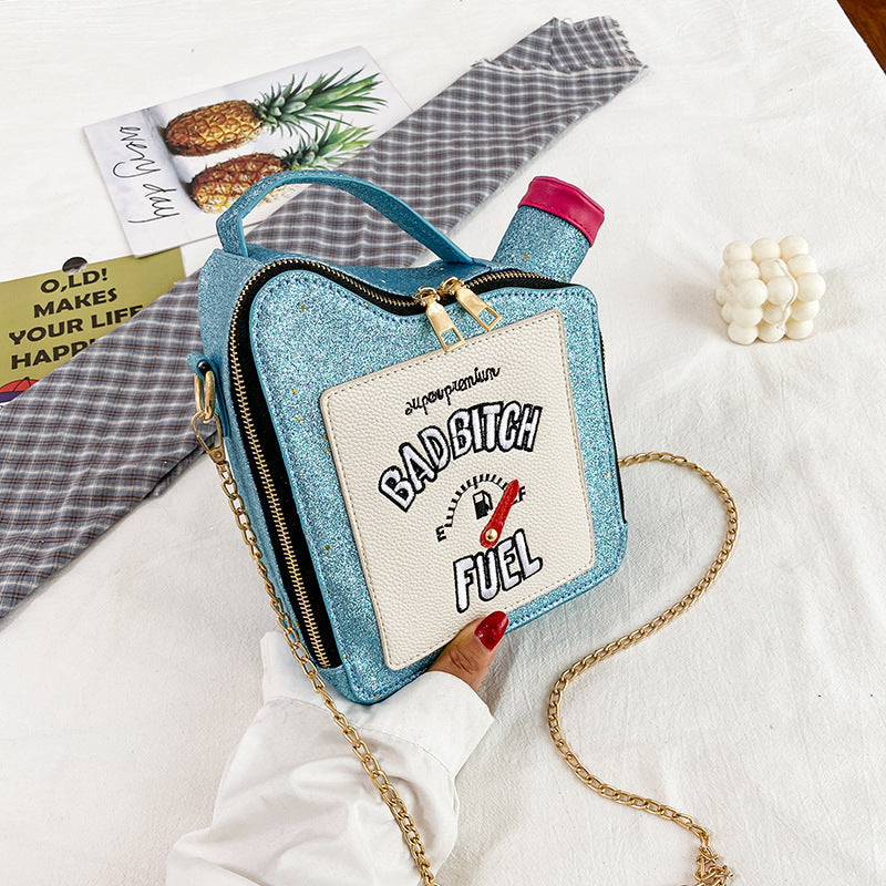 Embroidered Letter Oiler Crossbody Bag