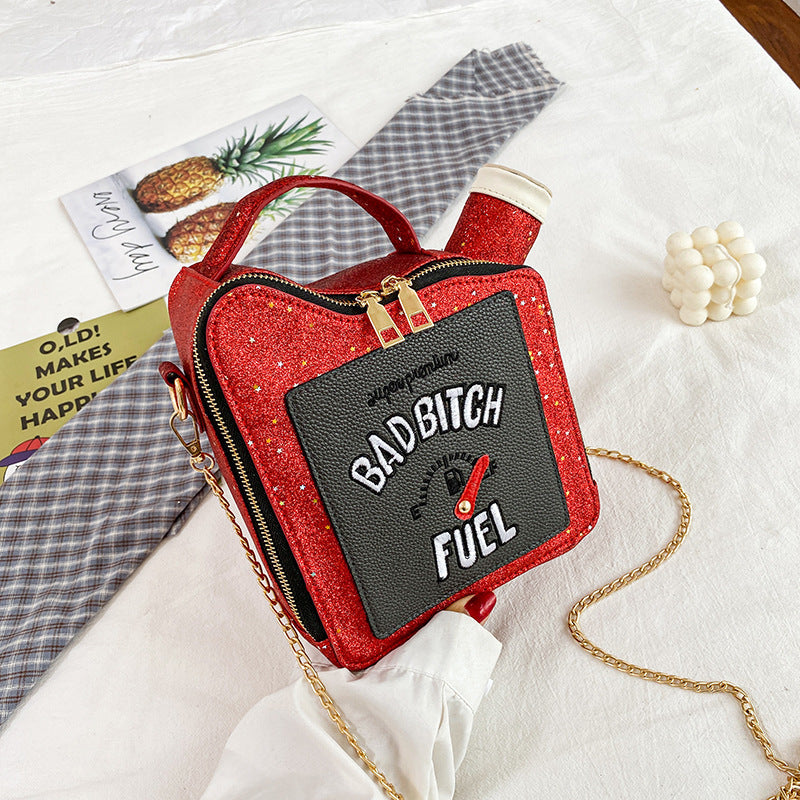 Embroidered Letter Oiler Crossbody Bag