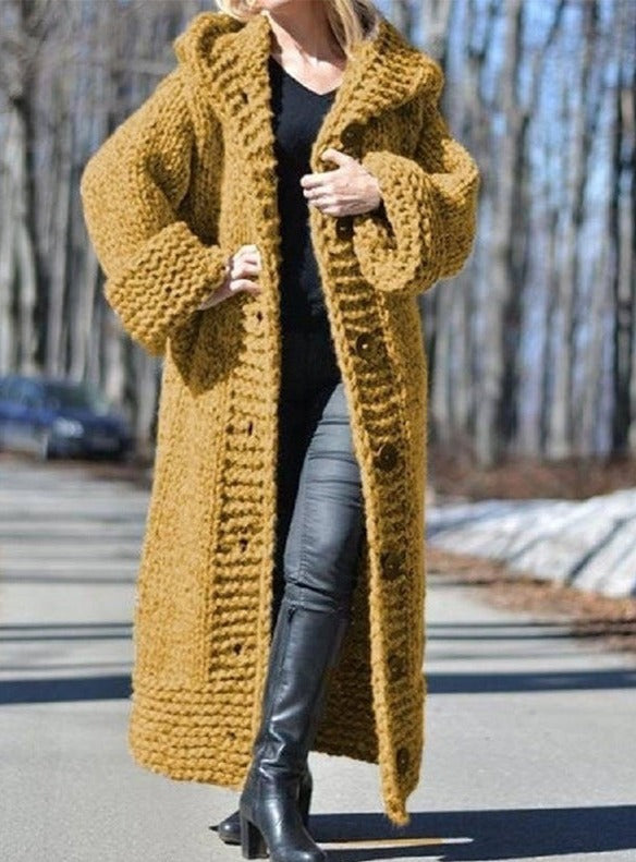 Hooded Cardigan Thickened Sweater Long Sweater