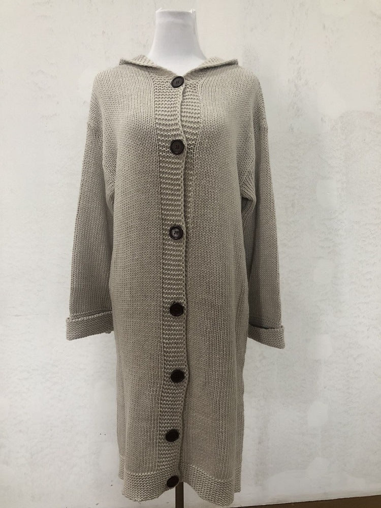 Hooded Cardigan Thickened Sweater Long Sweater