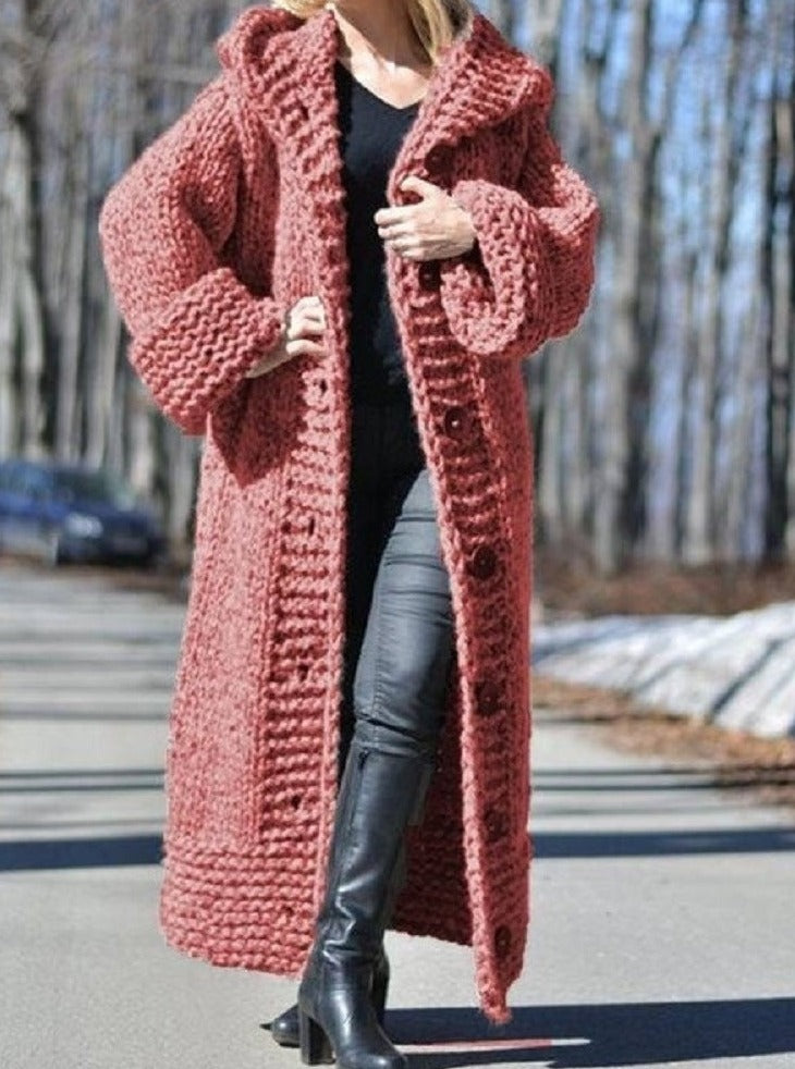 Hooded Cardigan Thickened Sweater Long Sweater