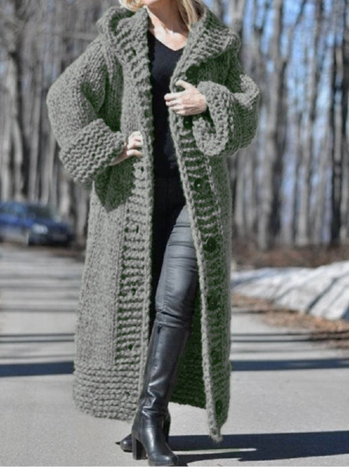 Hooded Cardigan Thickened Sweater Long Sweater