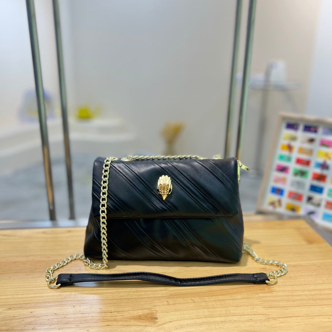 Color Contrast Patchwork Metal Toe Cap Crossbody Chain Bag