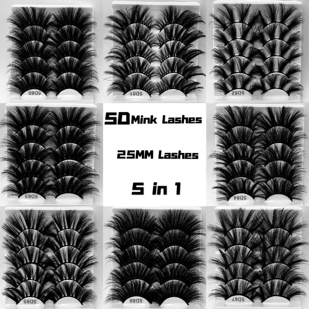 5D 25mm Mink Eyelash Multi-Layer Lengthen and Thicken False Eyelashes