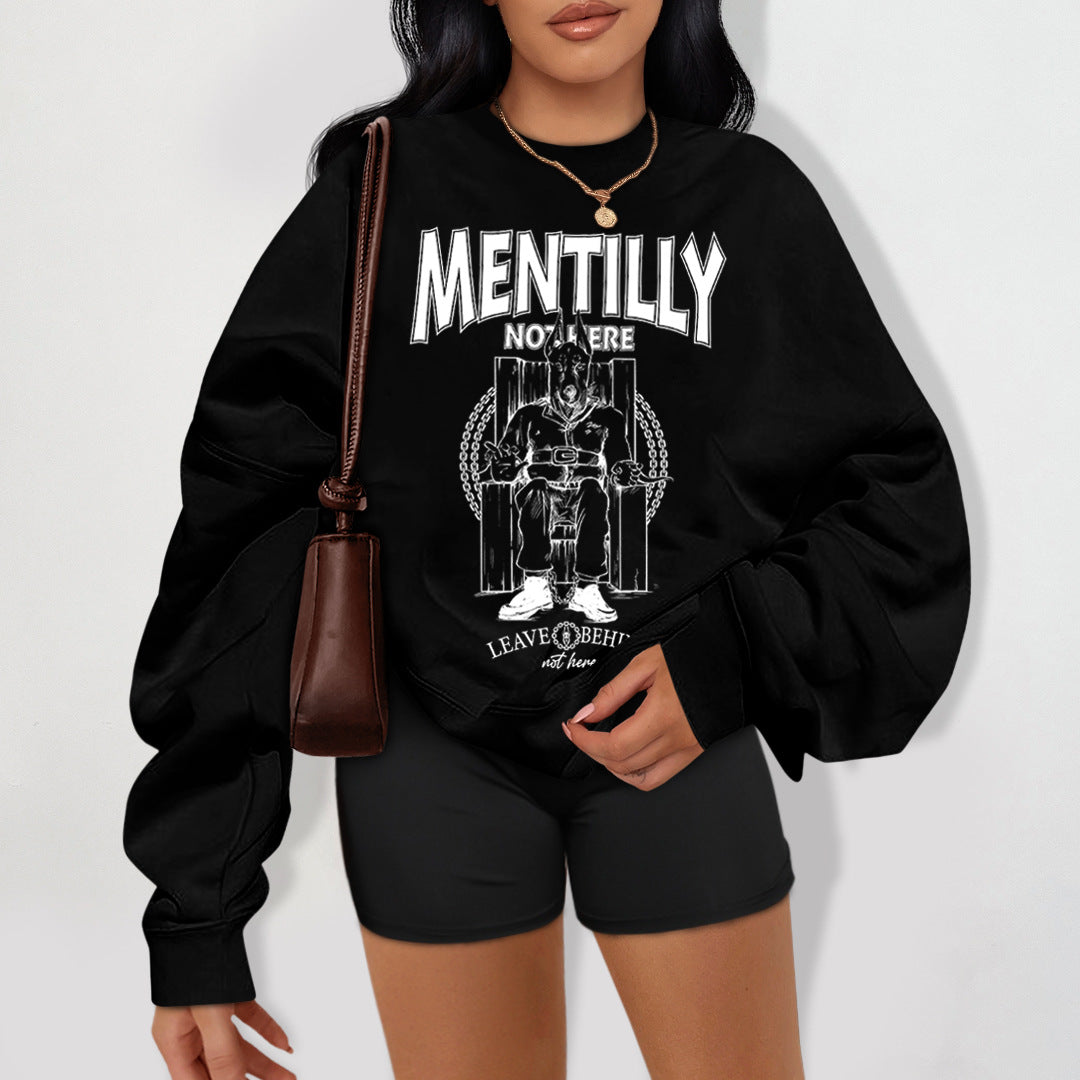 Printed Long Sleeve round Neck Loose Sweatshirt