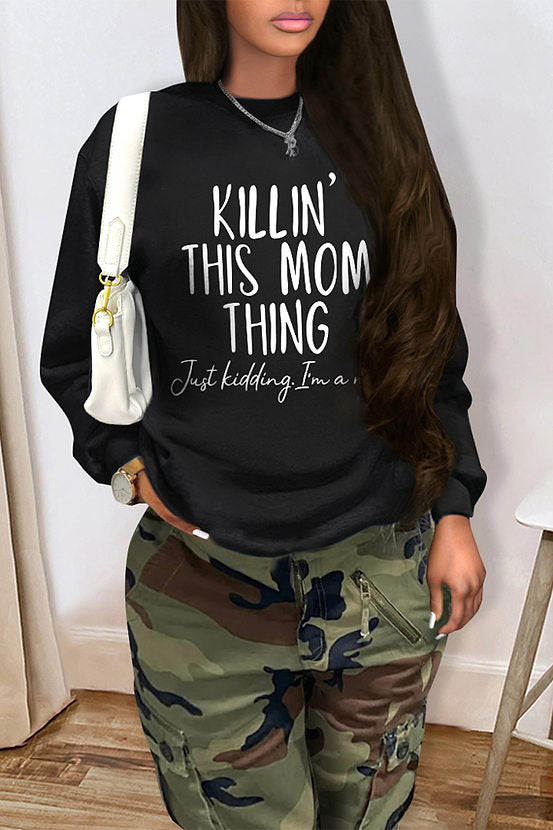 Printed Long Sleeve round Neck Loose Sweatshirt