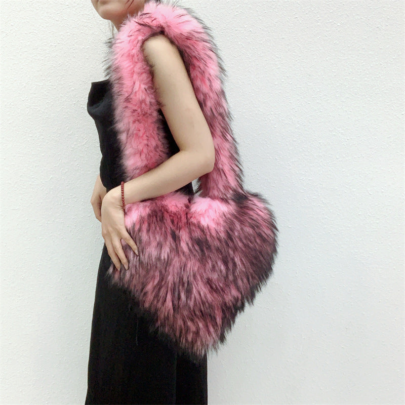 Crossbody Heart Fur Plush Bag