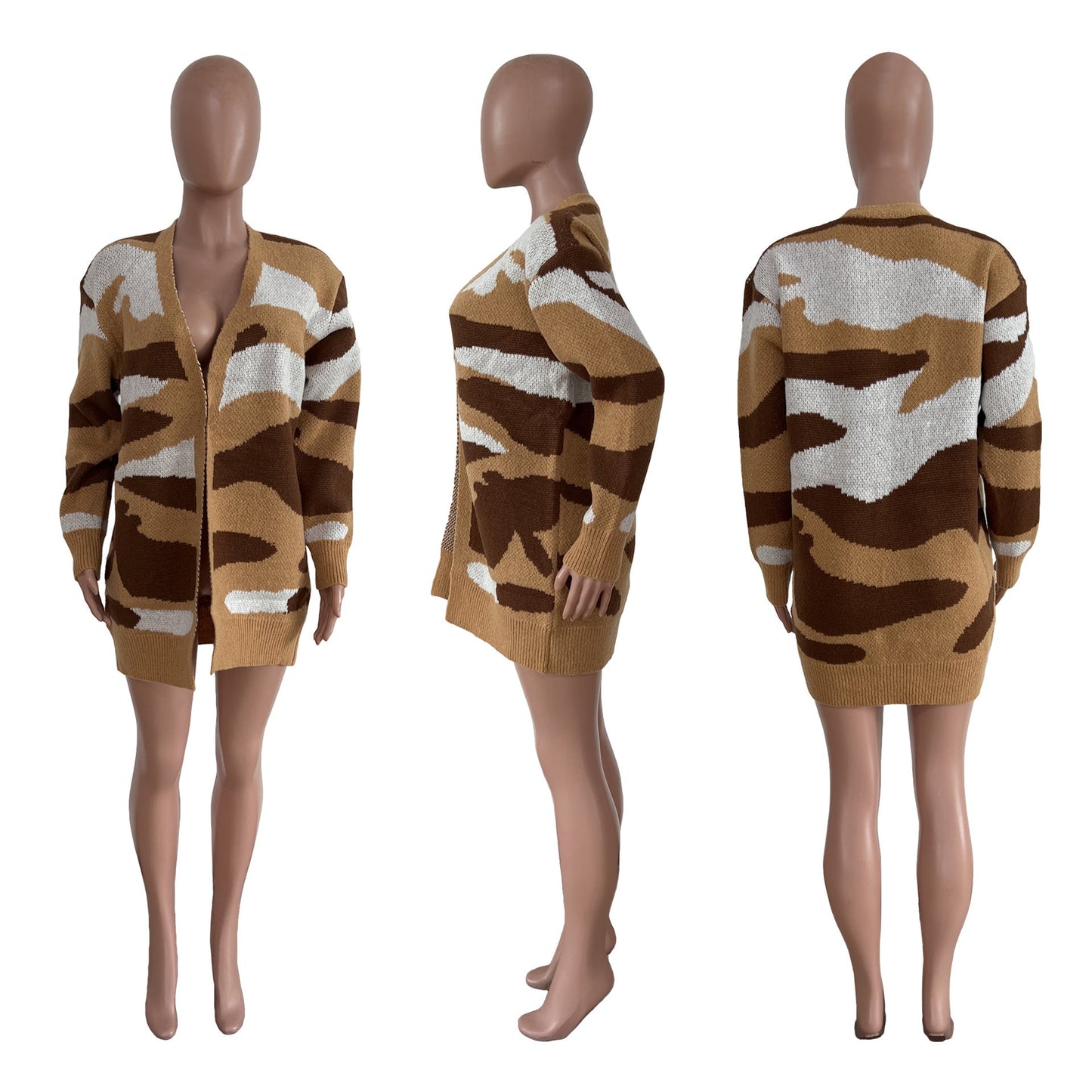 Knitted Camouflage Sweater Coat