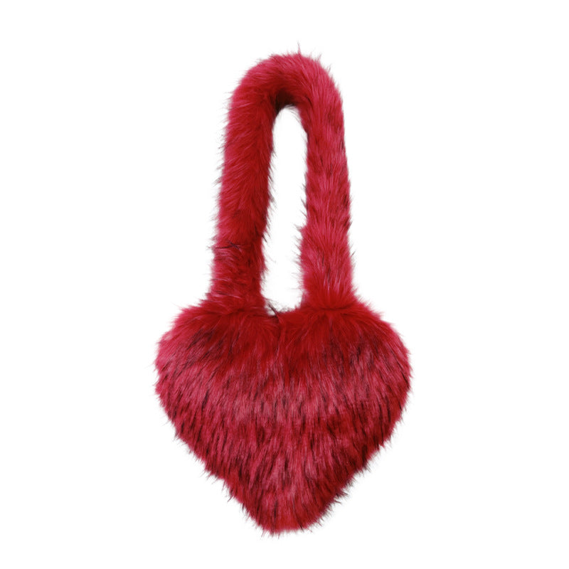 Crossbody Heart Fur Plush Bag