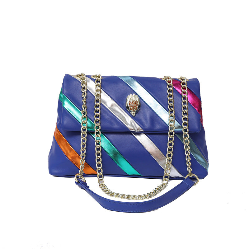 Color Contrast Patchwork Metal Toe Cap Crossbody Chain Bag