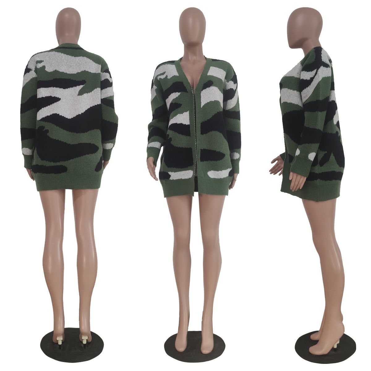 Knitted Camouflage Sweater Coat