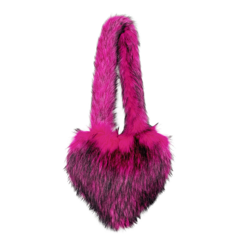 Crossbody Heart Fur Plush Bag