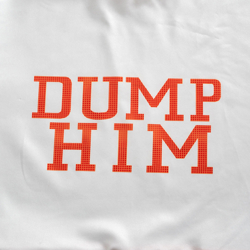 Cropped Round Neck Short Sleeve 'Dump Him' Printed Top