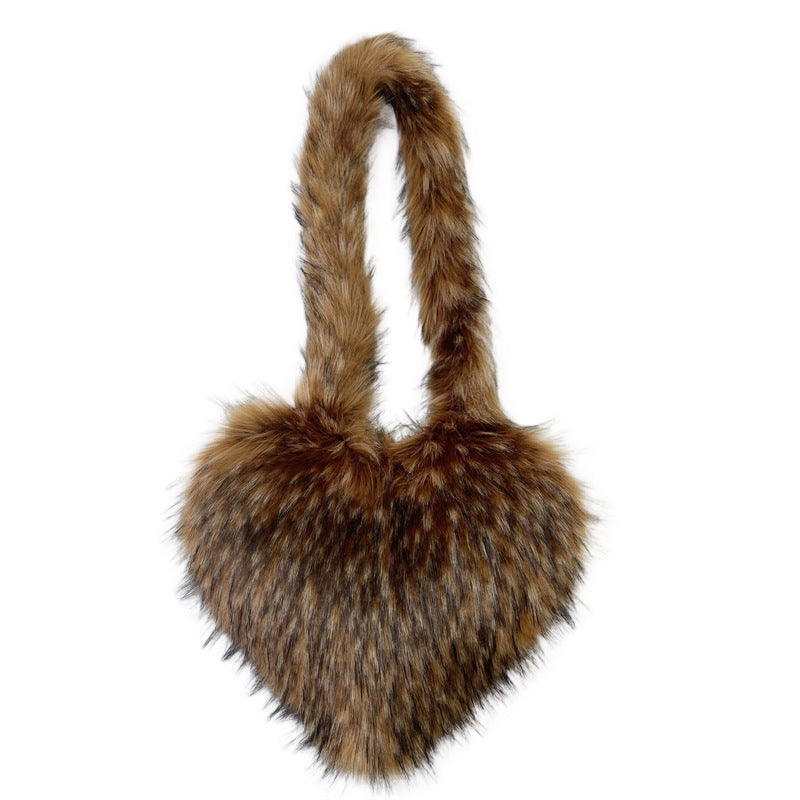 Crossbody Heart Fur Plush Bag