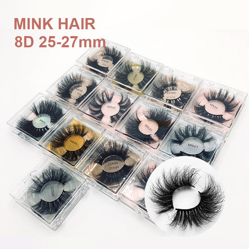 8D 25mm Mink Eyelash 27mm Lengthened Thick False Eyelashes