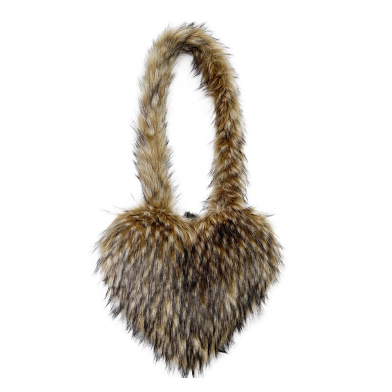 Crossbody Heart Fur Plush Bag