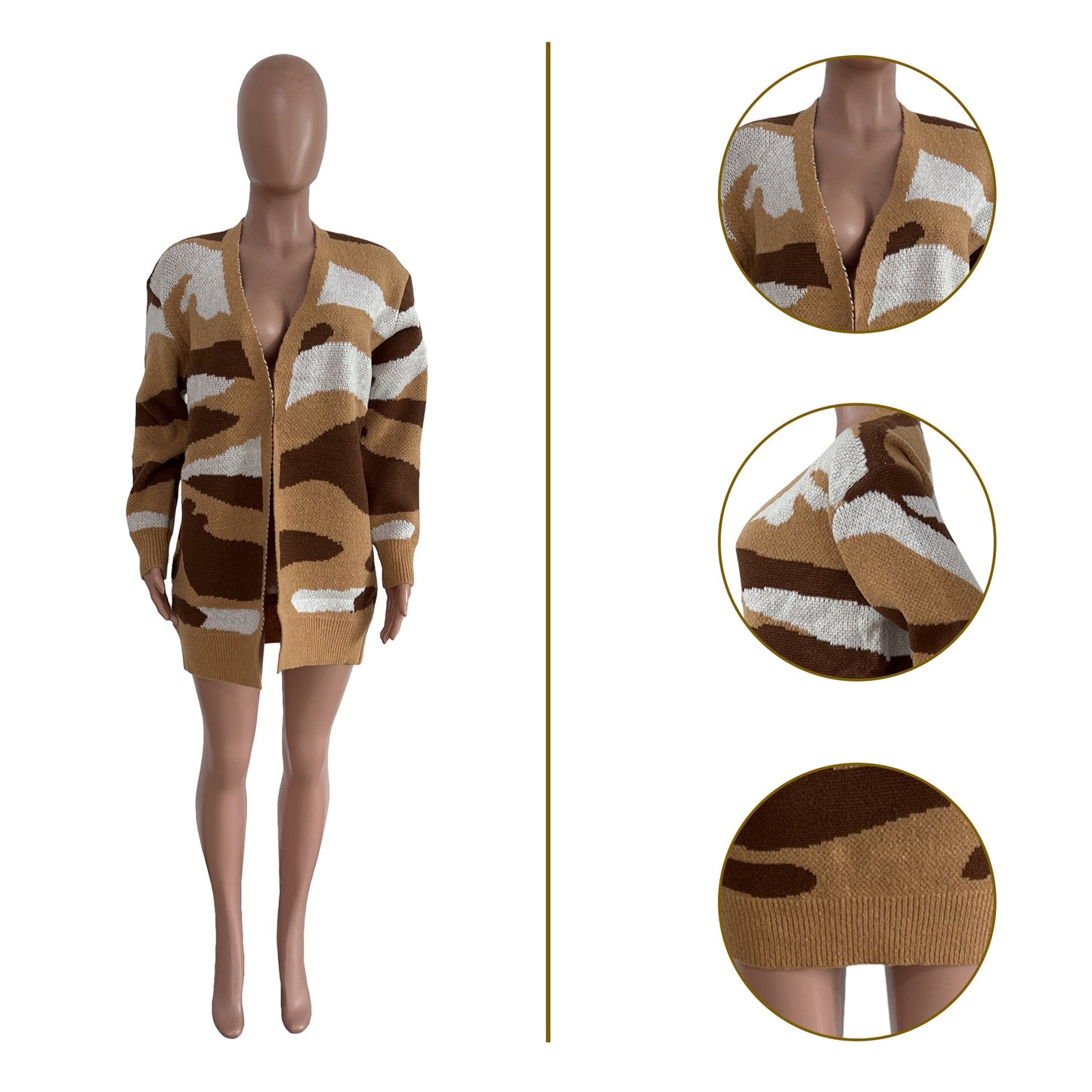 Knitted Camouflage Sweater Coat