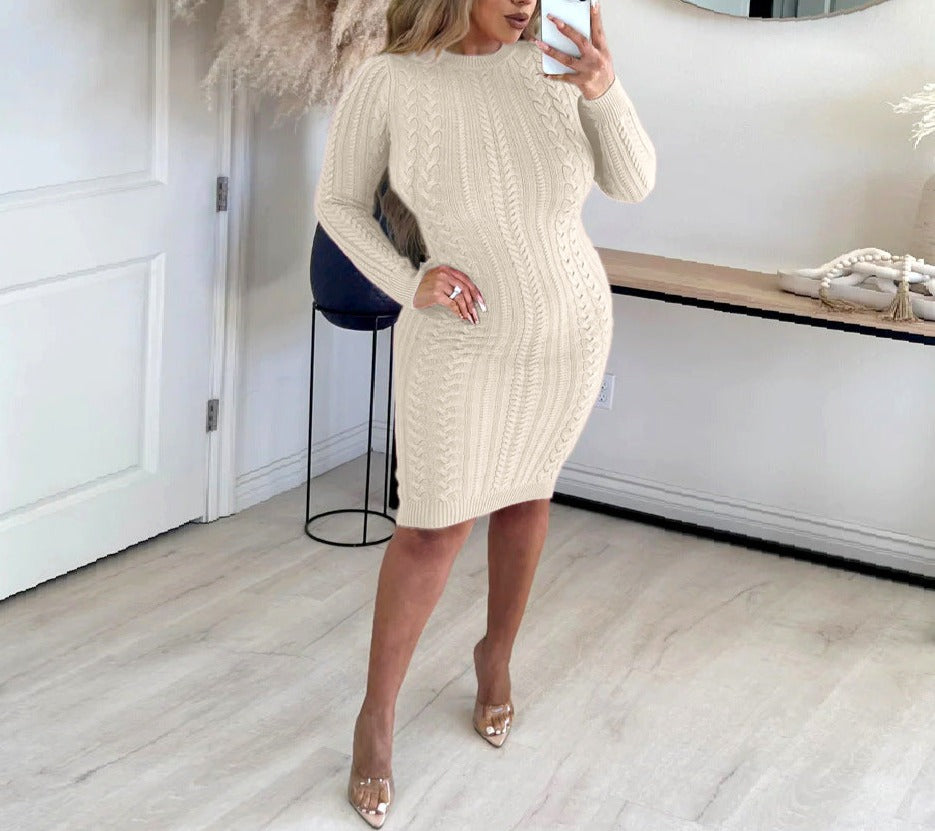 Backless Slim Fit Hip-Wrapped Sweater Dress