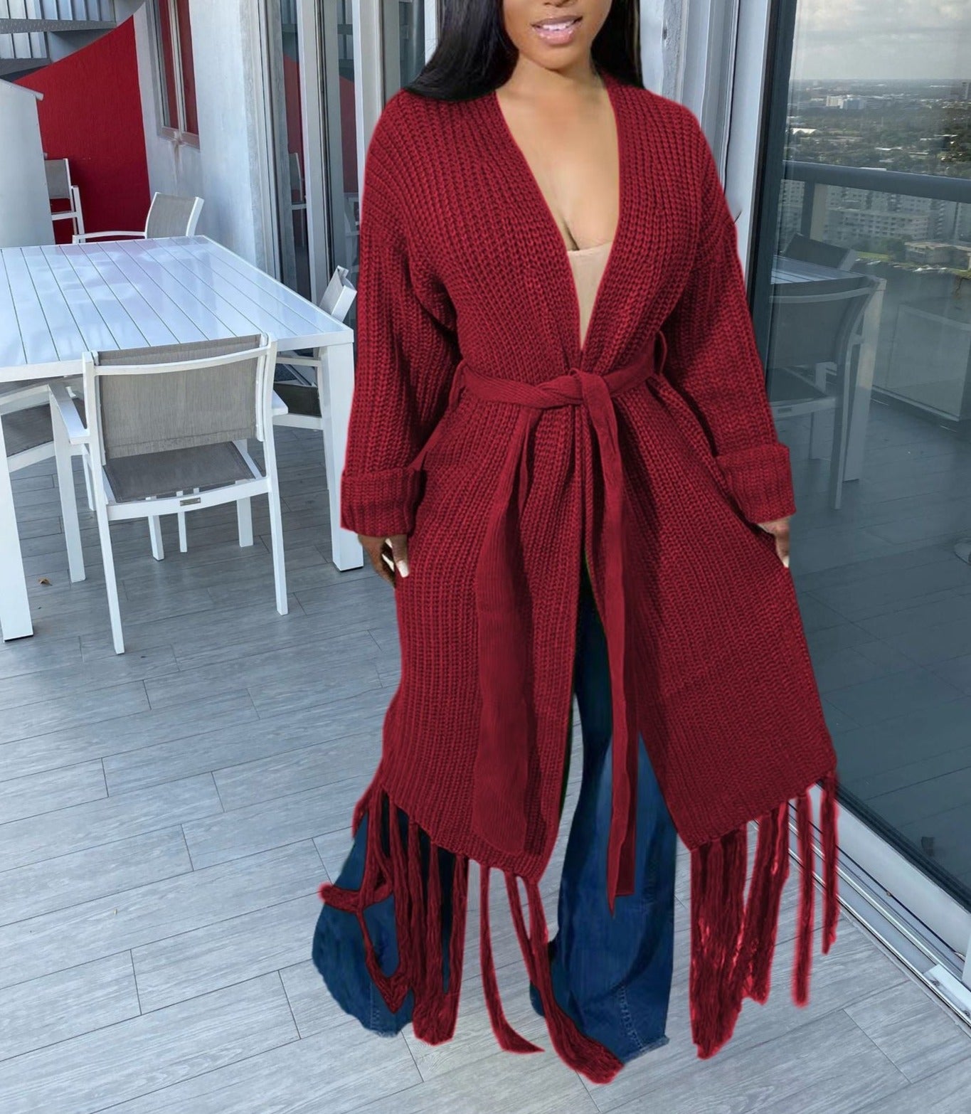 Long Tassel Cardigan Sweater Coat