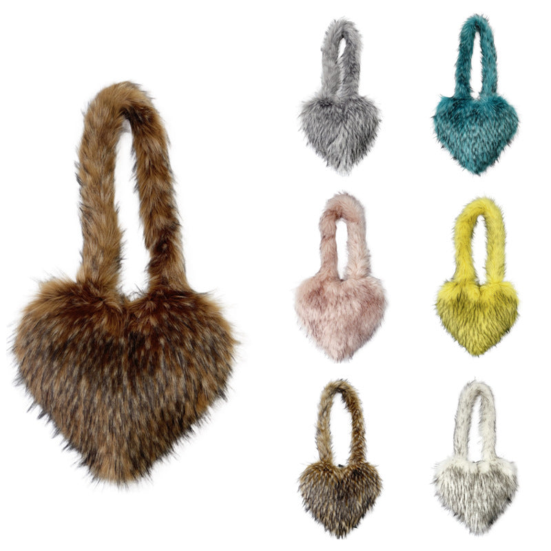 Crossbody Heart Fur Plush Bag