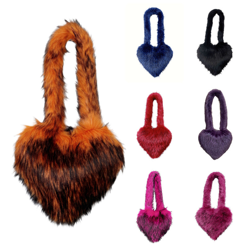 Crossbody Heart Fur Plush Bag