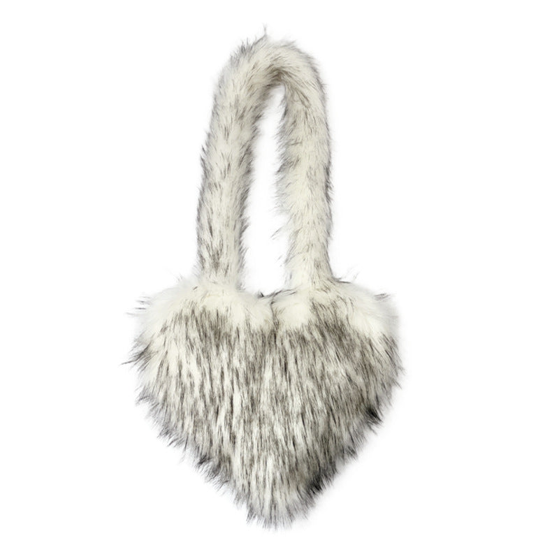 Crossbody Heart Fur Plush Bag