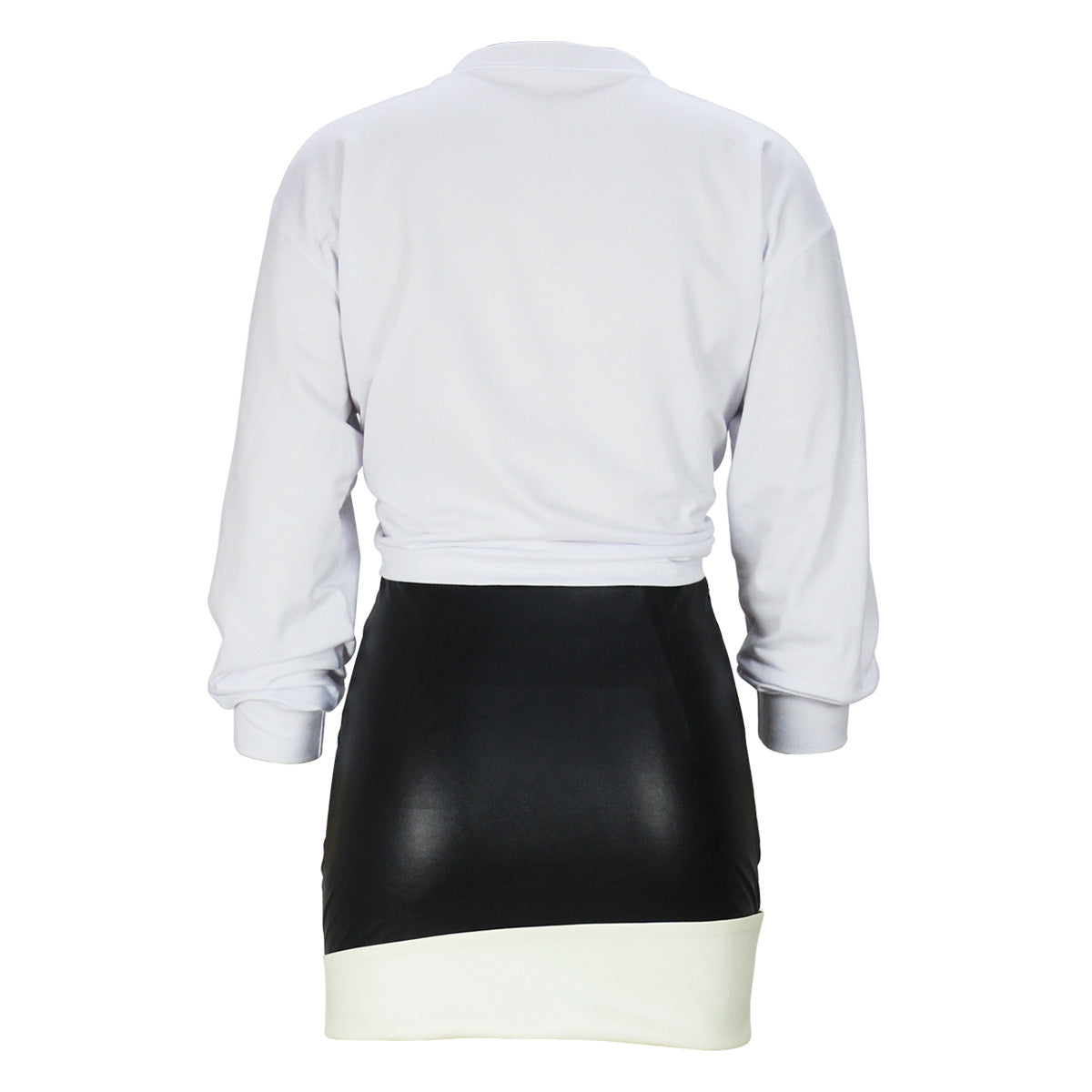 Printed T-shirt Stitching Leather Skirt Two-Piece Set