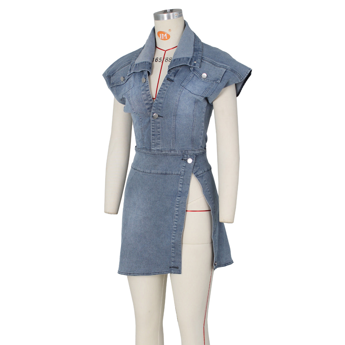 Casual Street Style Sleeveless High Split Denim Dress